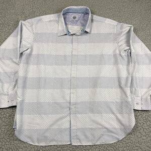 Kilburne & Finch Mens Button Up Shirt 3XL Blue Geometric Plaid Long Sleeve
